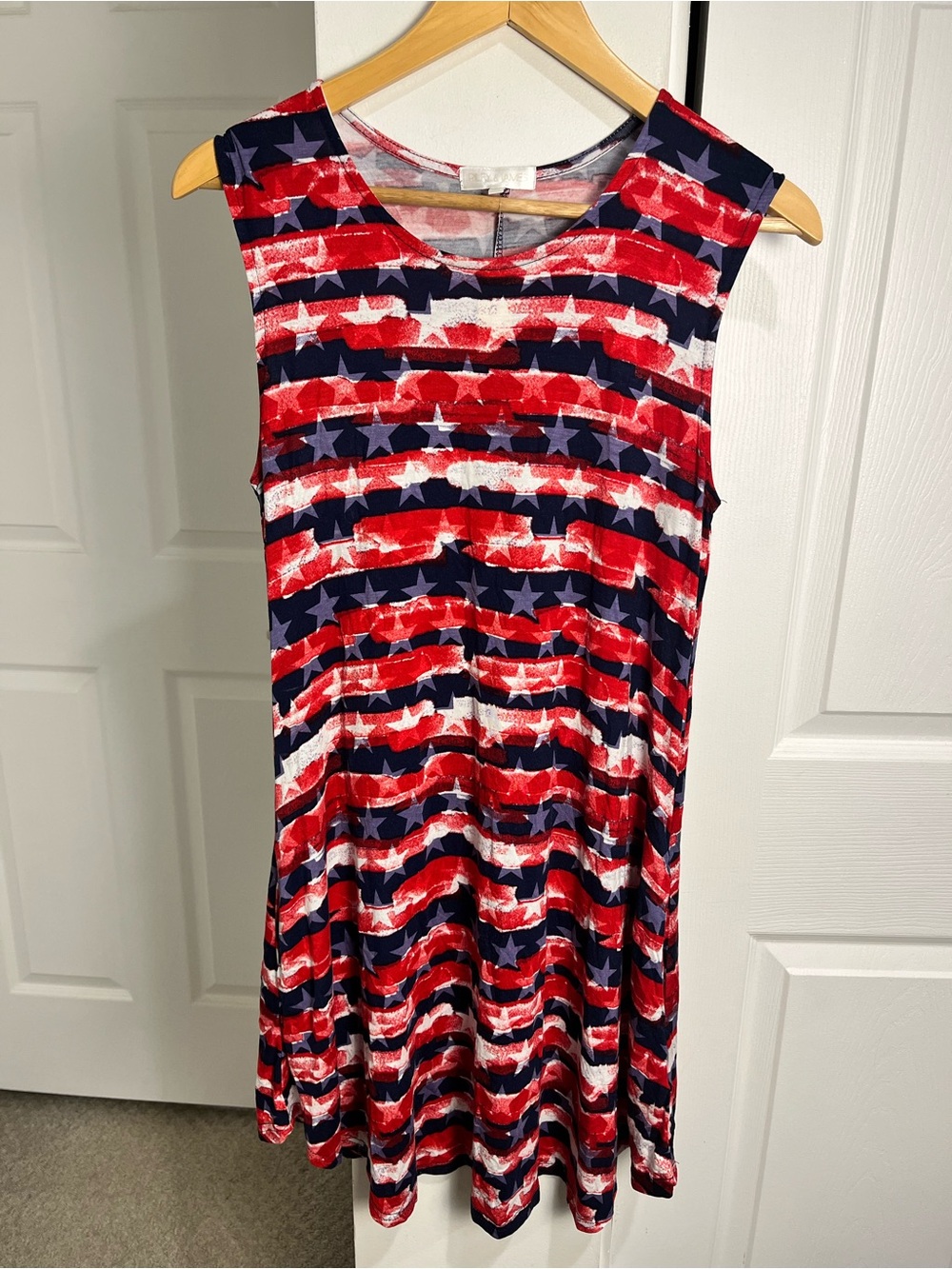 Riley & James Dress Womens Large Red White Blue Stars Patriotic Swing A-Line NWT